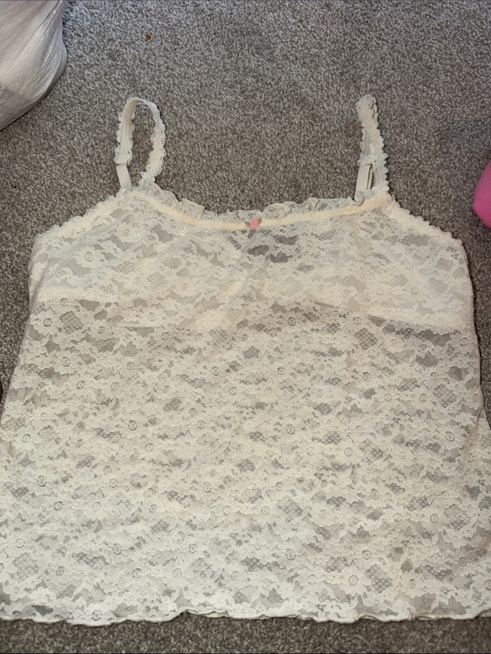 aerie Cream Lace Camisole with Adjustable Straps
